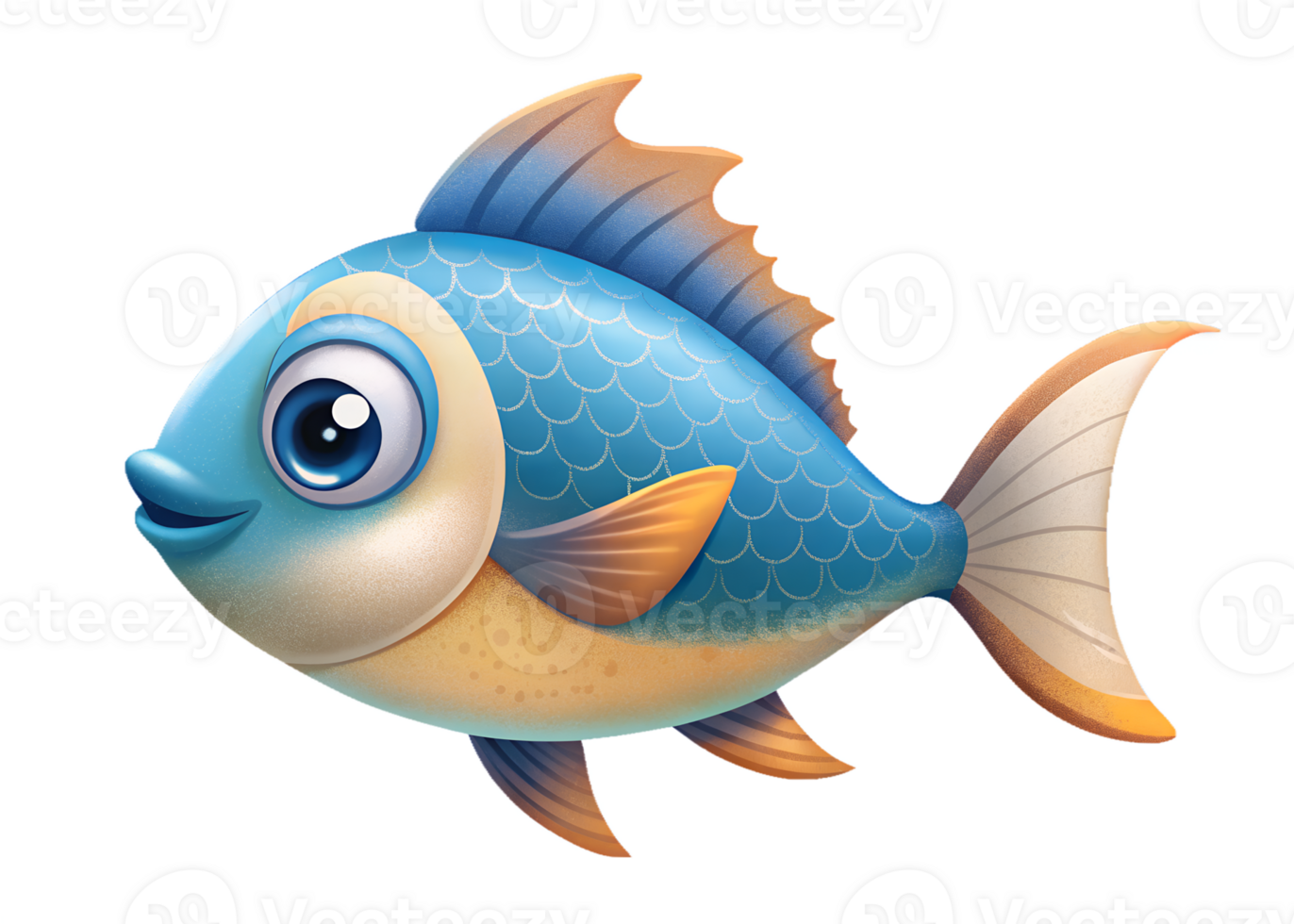cartoon style illustration of cute sardine fish islated on background png
