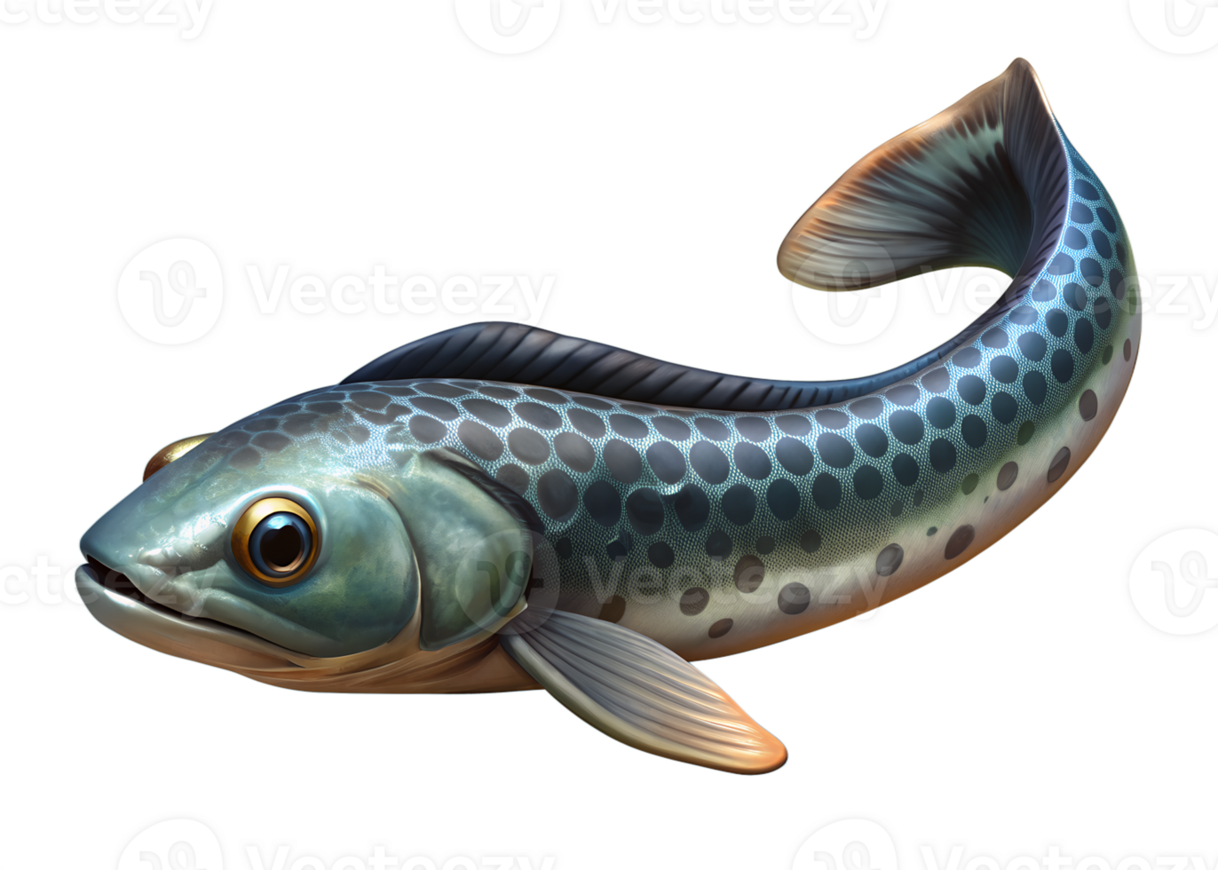 Cartoon style illustration of cute Snakehead fish isolated on transparent background png
