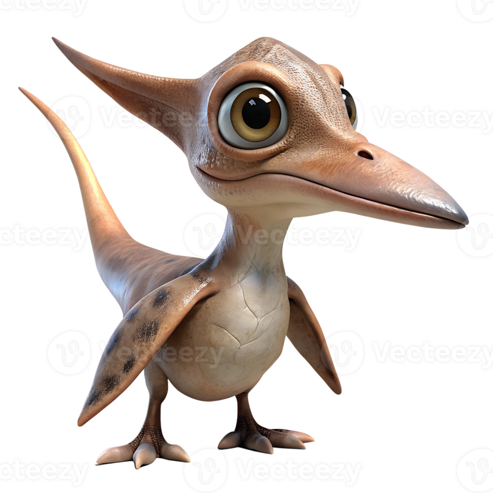 cute pteranodon, 3d render style, isolated on background png