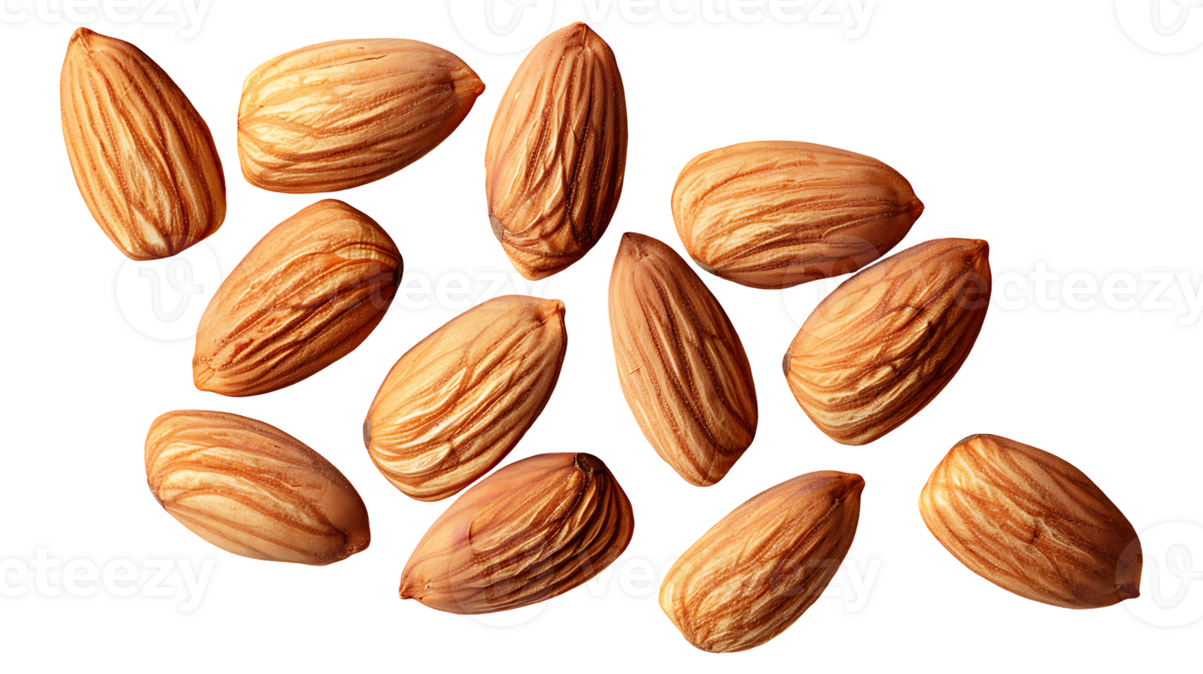 Organic almonds on a transparent background png
