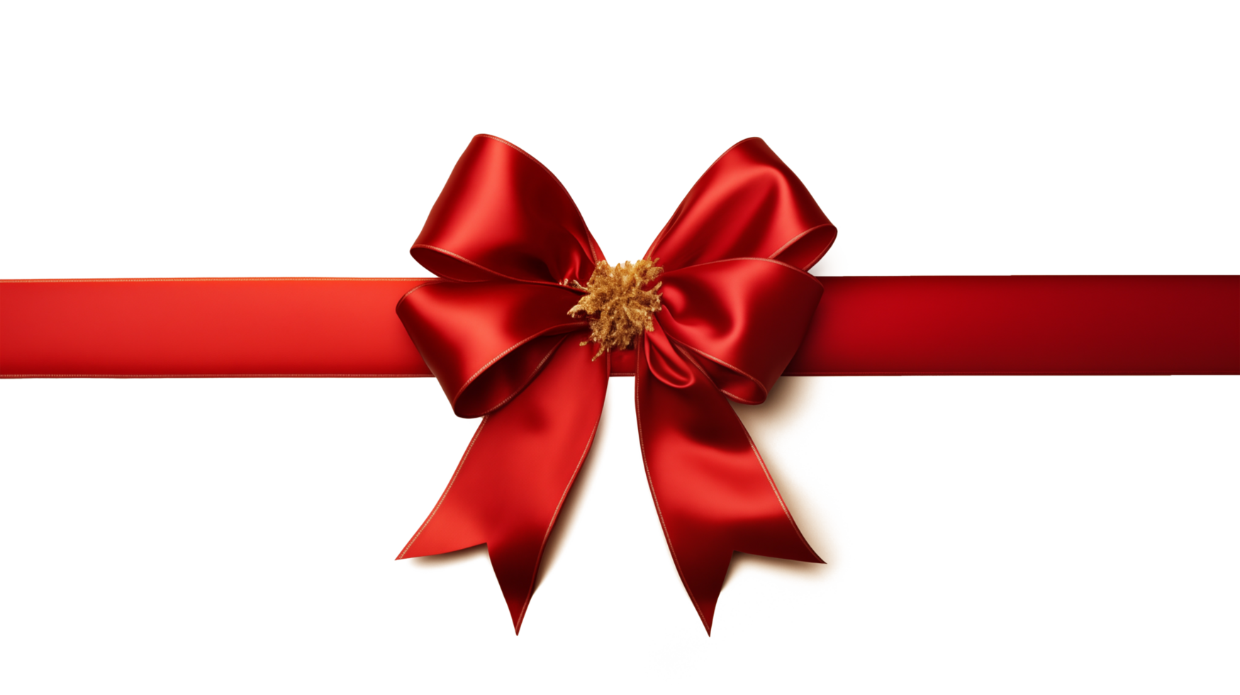 Transparent red and gold ribbon and bow png