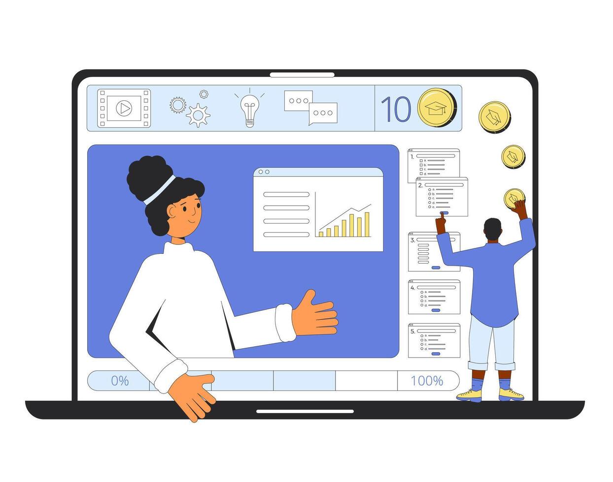 Instructional design and learning management system. concept. vector