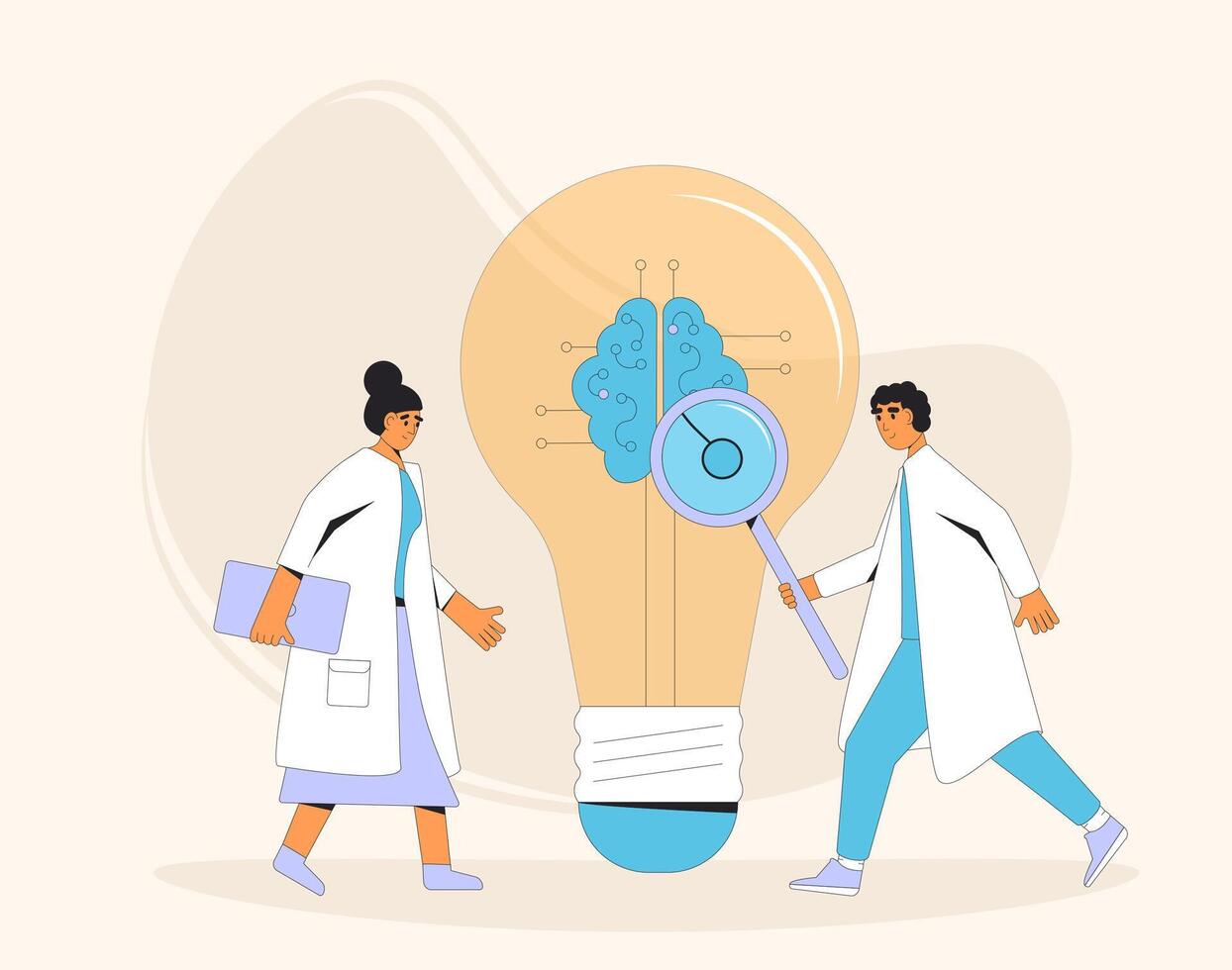 Artificial general intelligence research. AI engineer and coder vector