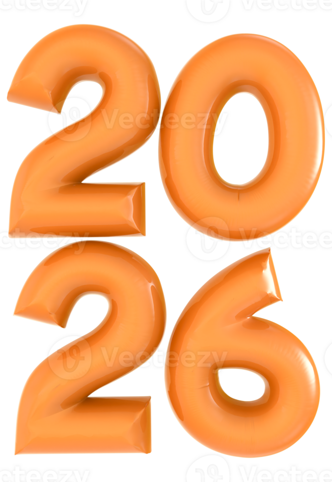 2026 Number Yellow 3D Rendering png