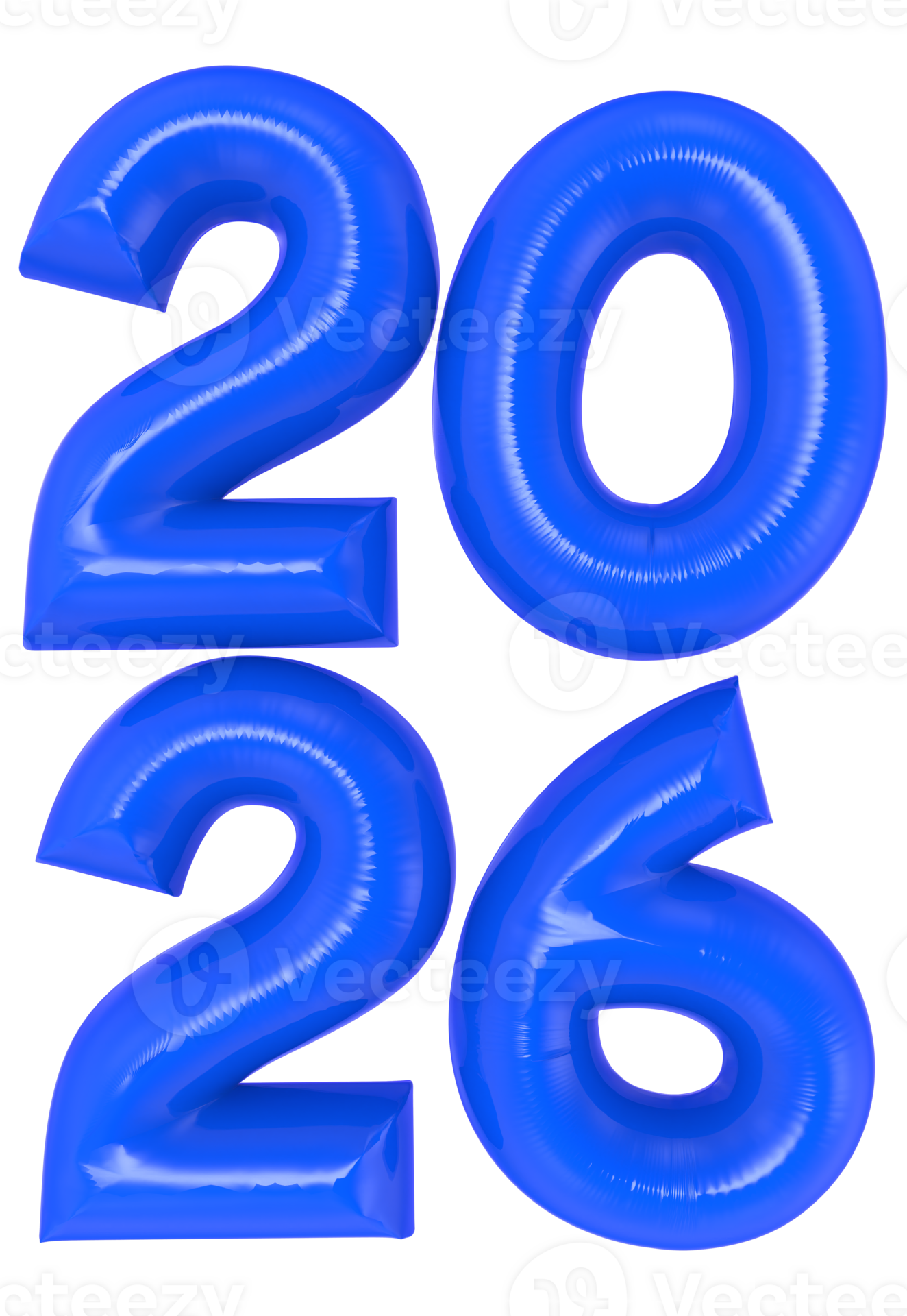 Happy New Year 2026 Number Blue 3D Render 45996618 PNG