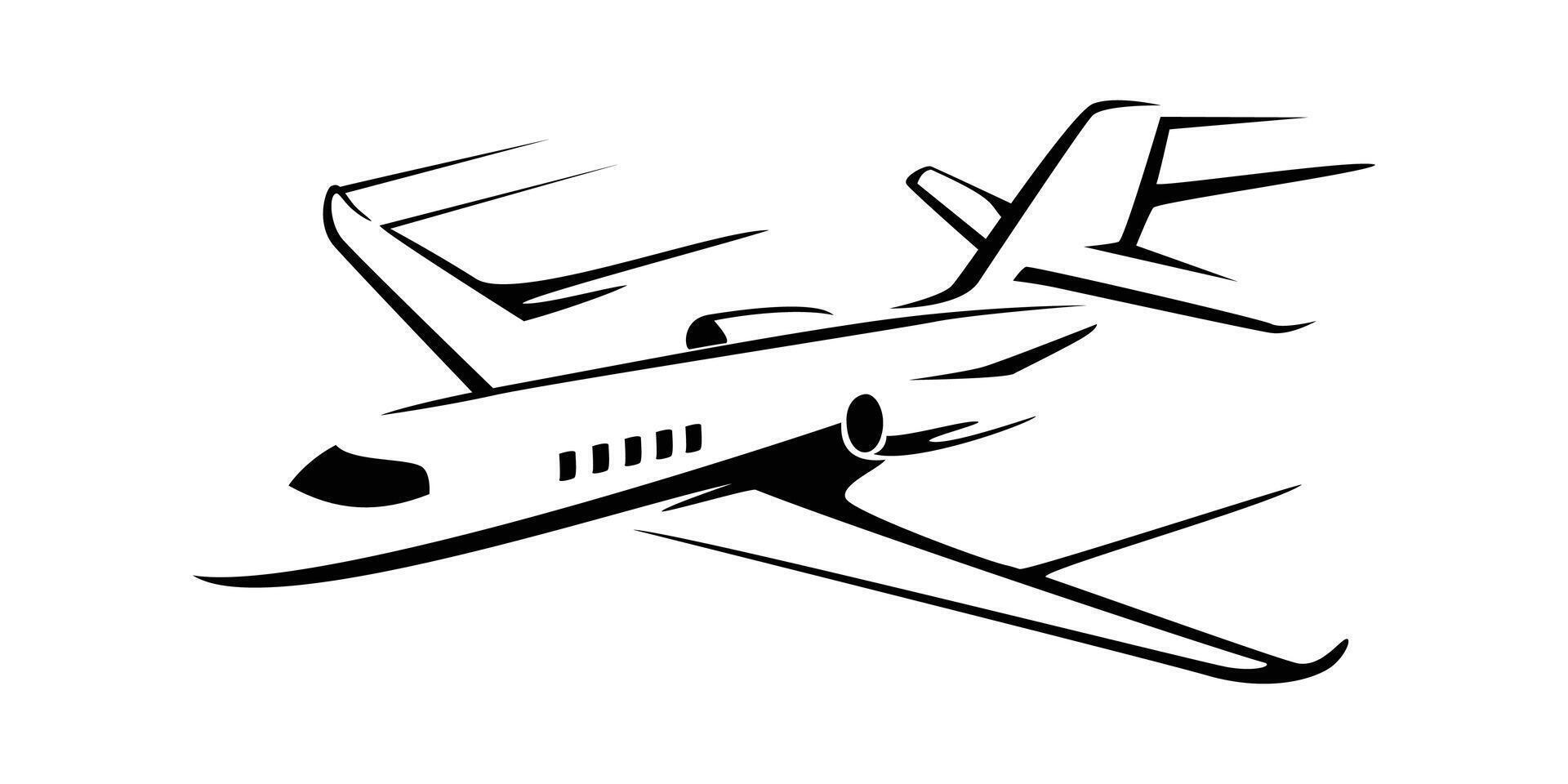 private jet silhouette design. luxury transportation sign and symbol. vector