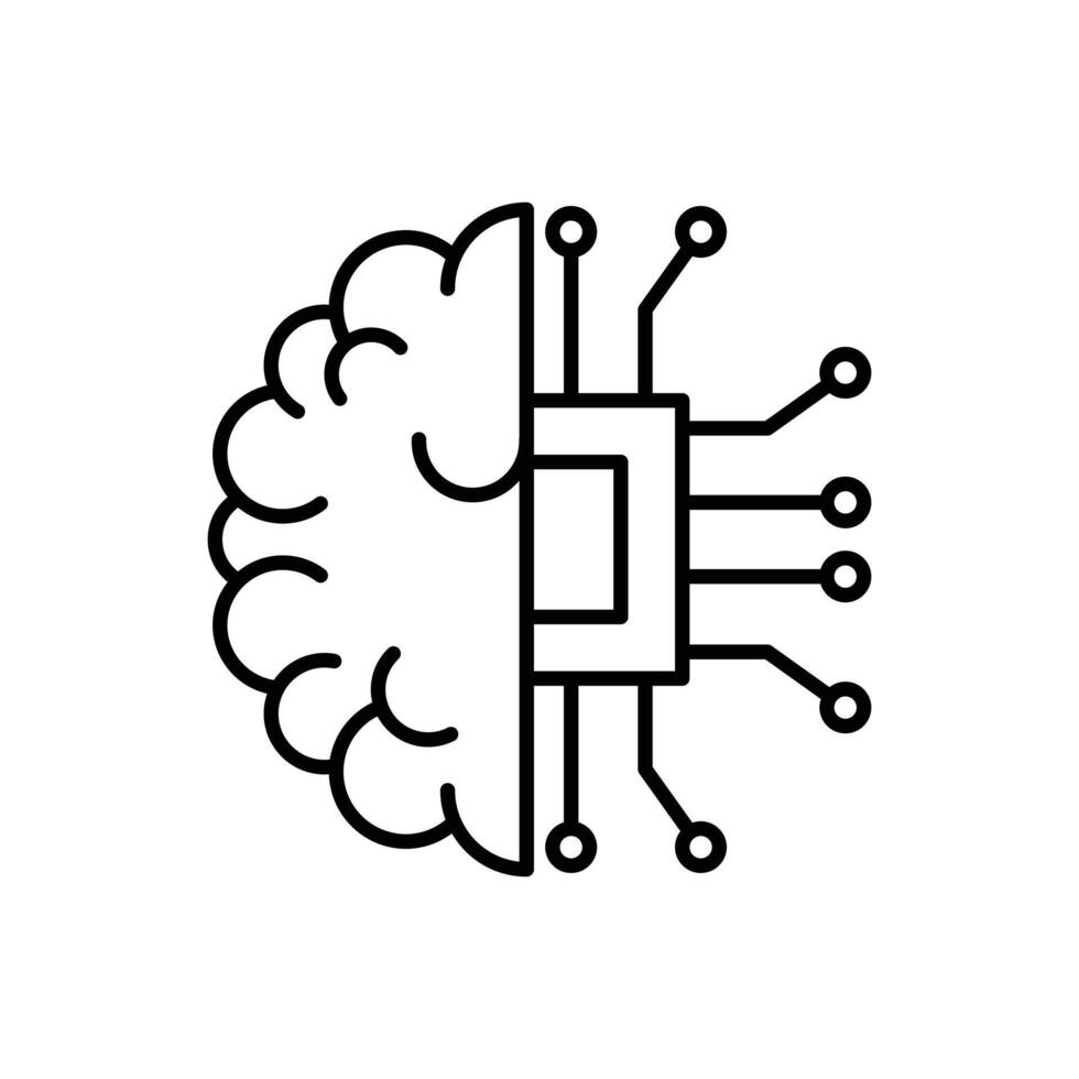 Brain tech icon design outline style vector