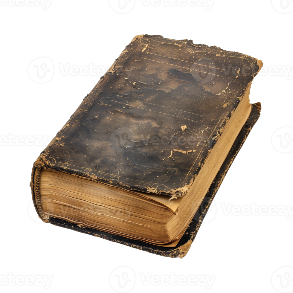 old antique books isolated on a transparent background cut out png