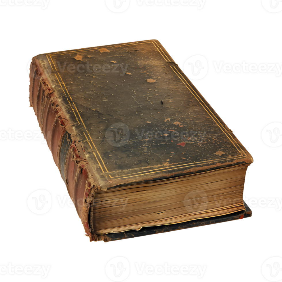old antique books isolated on a transparent background cut out png