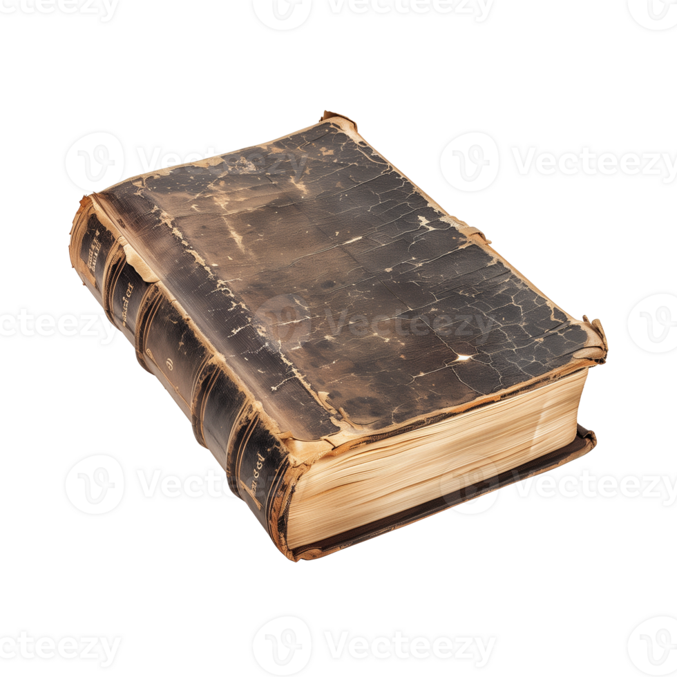 old antique books isolated on a transparent background cut out png