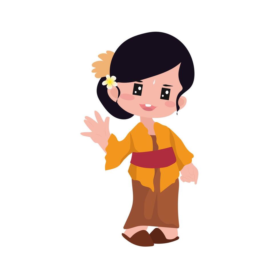 august indonesian independence day challenge character. cute kids character. vector