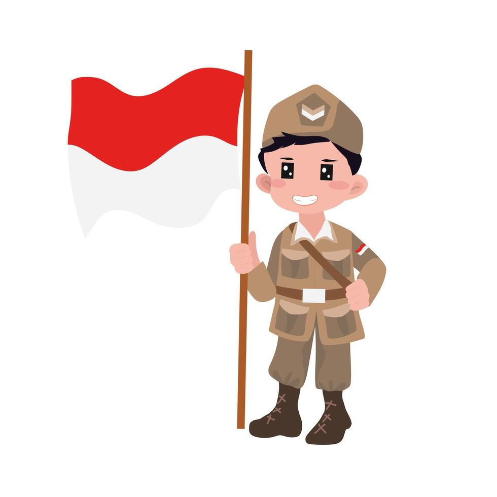 august indonesian independence day challenge character. cute kids character. vector