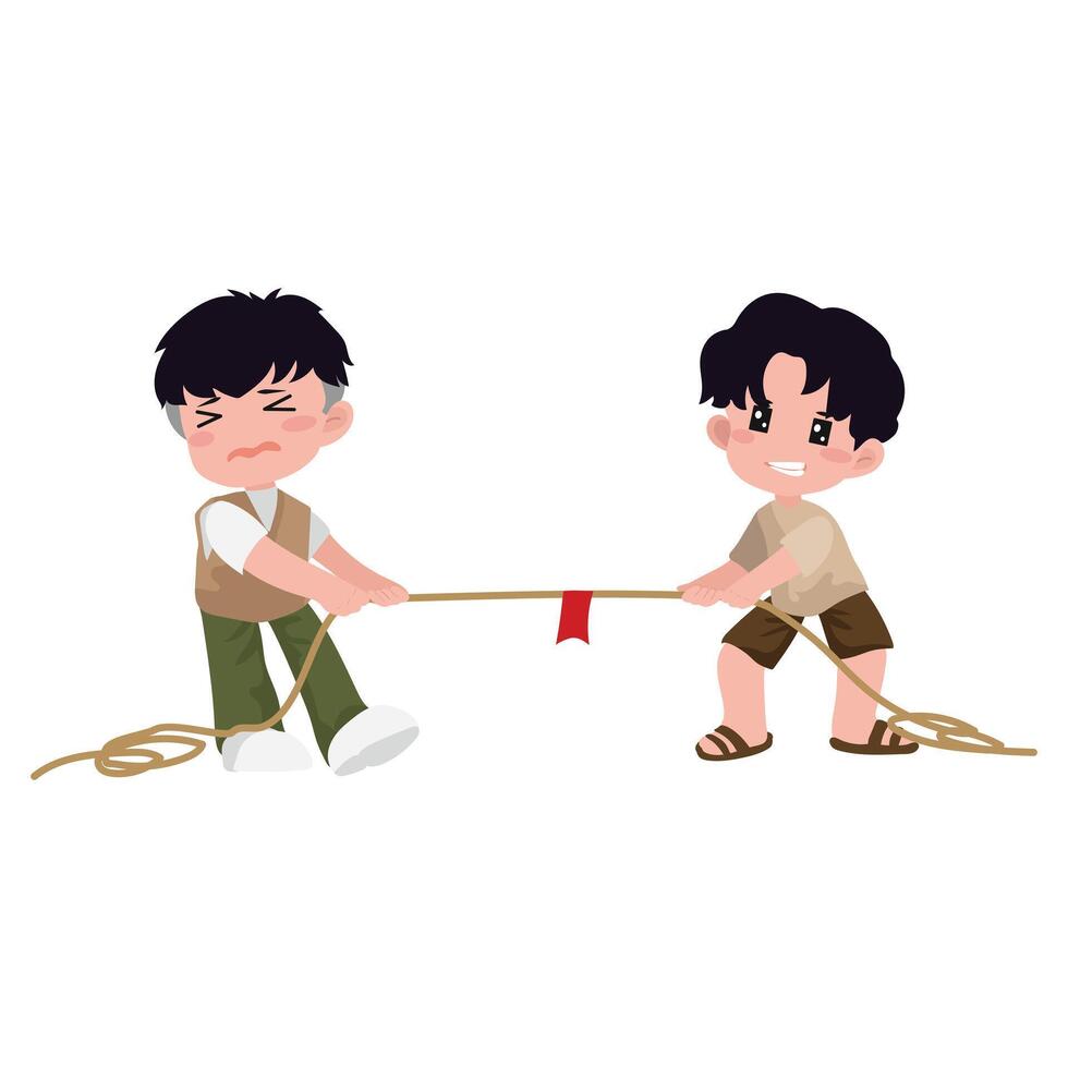 august indonesian independence day challenge character. cute kids character. vector