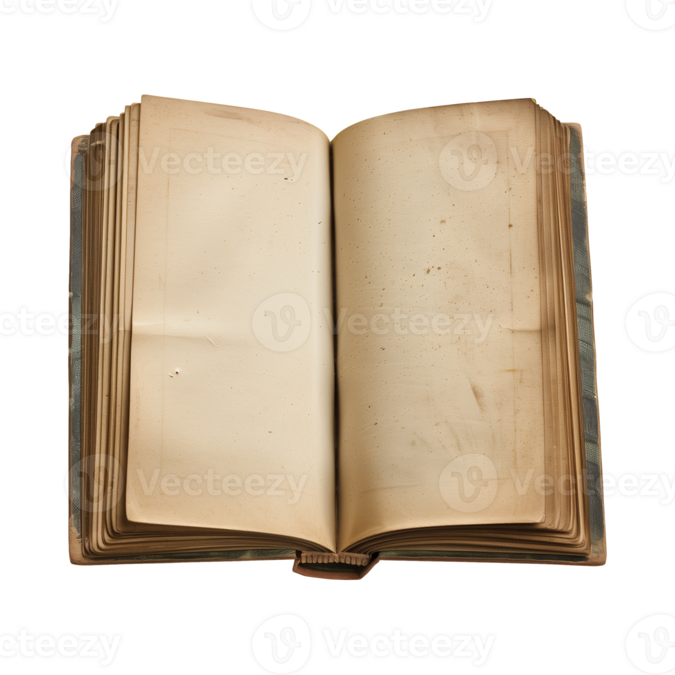 open old antique books isolated on a transparent background cut out png