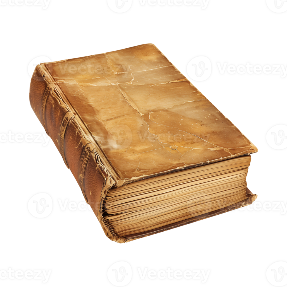 old antique books isolated on a transparent background cut out png