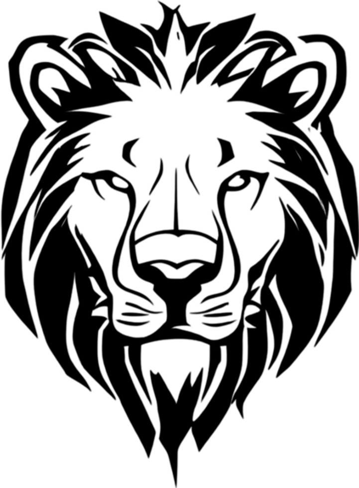 Majestic black stencil lion, symbol of courage. AI-Generated. png