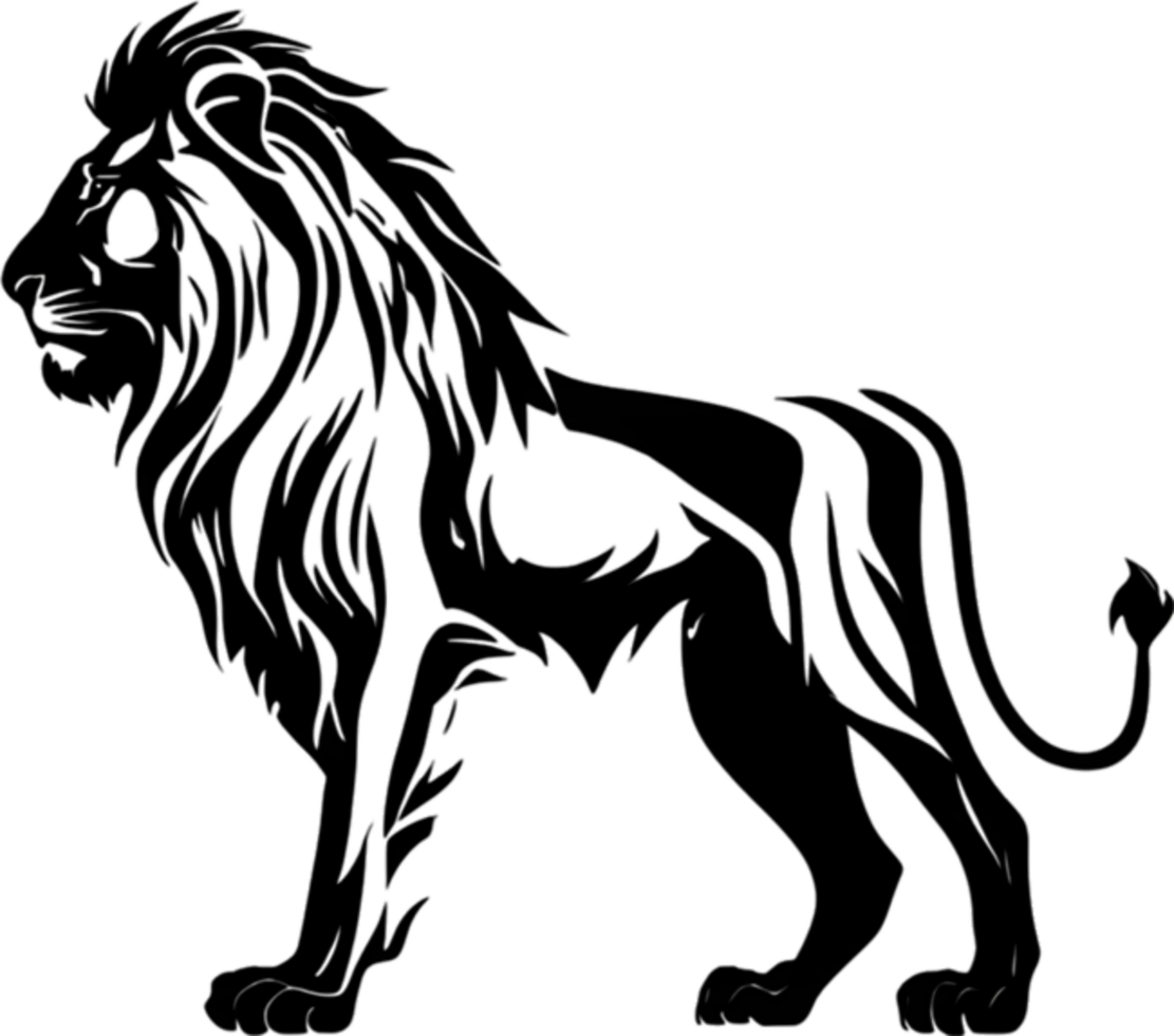 Majestic black stencil lion, symbol of courage. AI-Generated. png