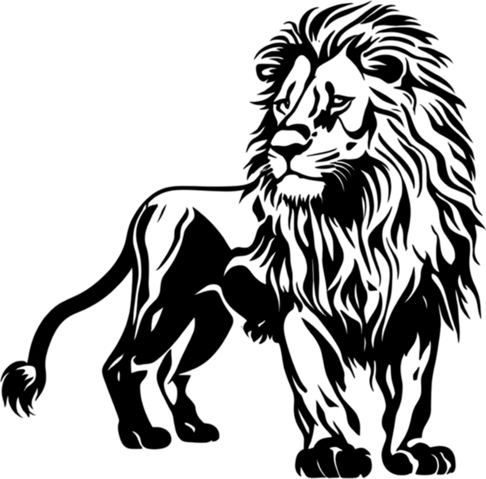 Majestic black stencil lion, symbol of courage. AI-Generated. png