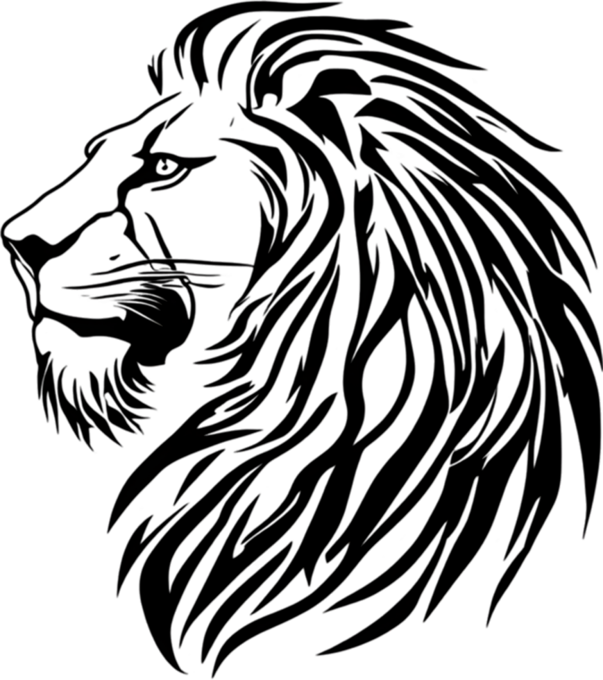 Majestic black stencil lion, symbol of courage. AI-Generated. png