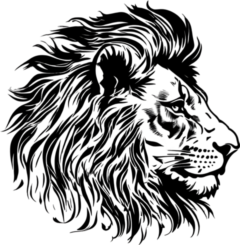 Majestic black stencil lion, symbol of courage. AI-Generated. png