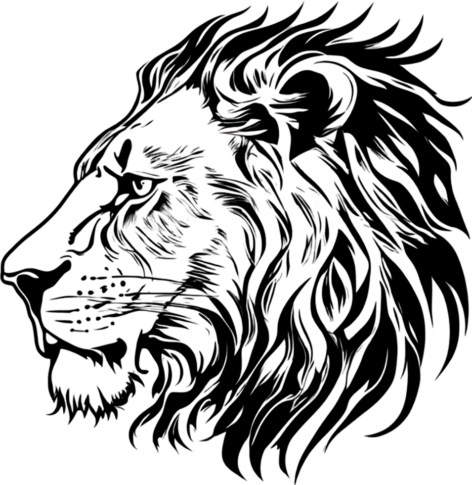 Majestic black stencil lion, symbol of courage. AI-Generated. png