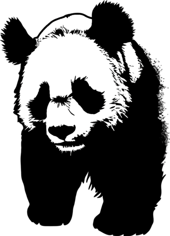 Black stencil panda, strikingly bold and captivating. AI-Generated. png