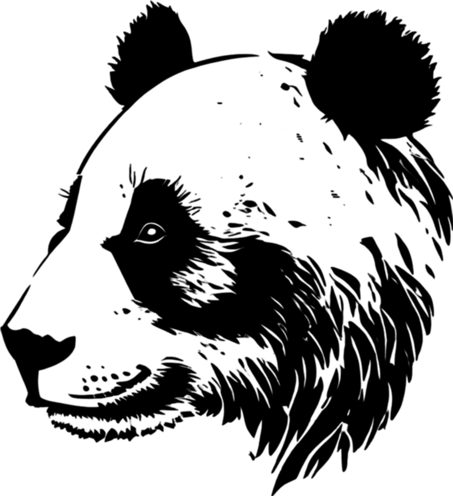 Black stencil panda, strikingly bold and captivating. AI-Generated. png