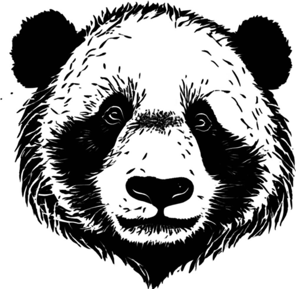 Black stencil panda, strikingly bold and captivating. AI-Generated. png