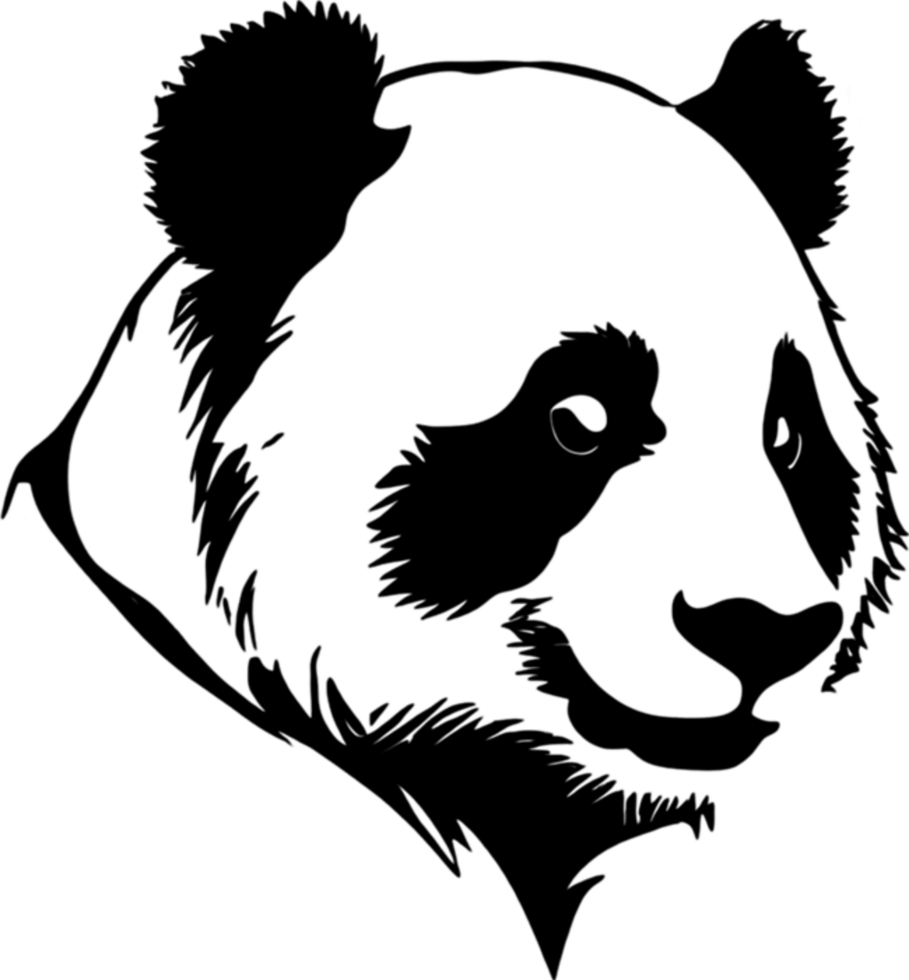 Black stencil panda, strikingly bold and captivating. AI-Generated. png
