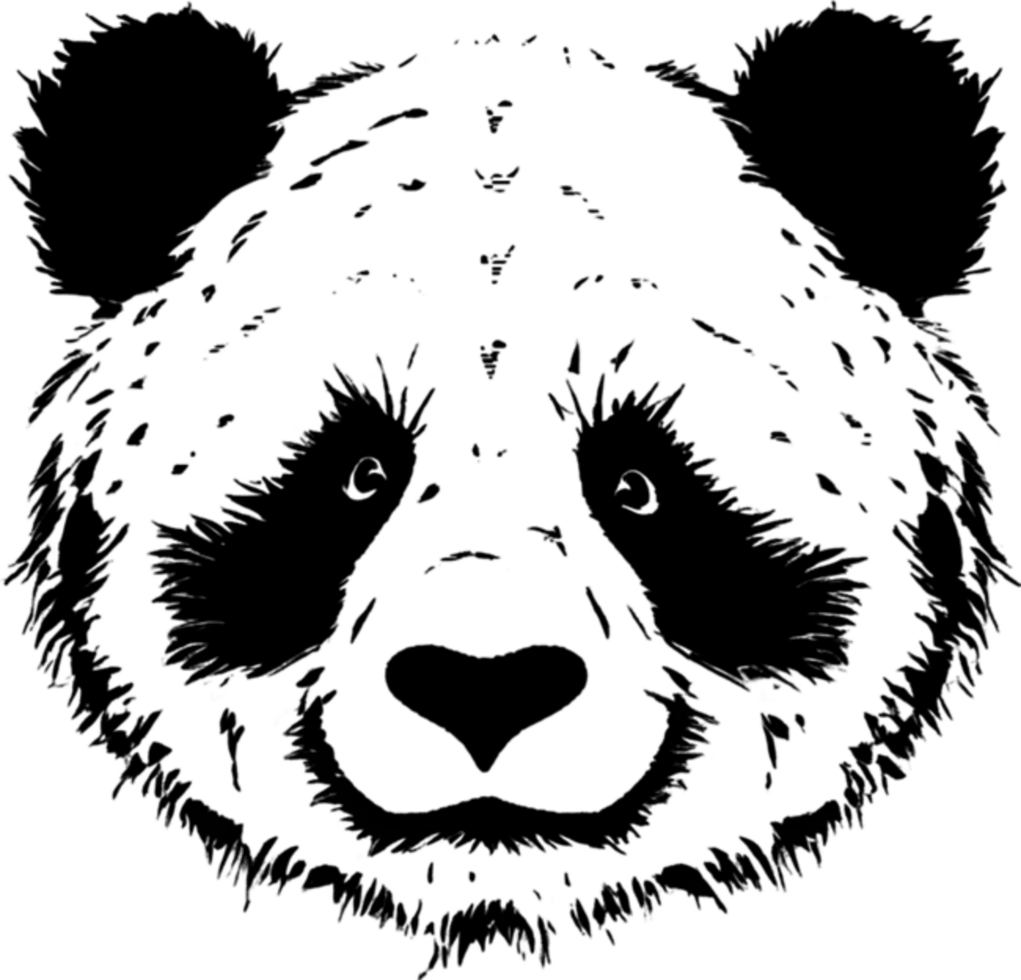Black stencil panda, strikingly bold and captivating. AI-Generated. png