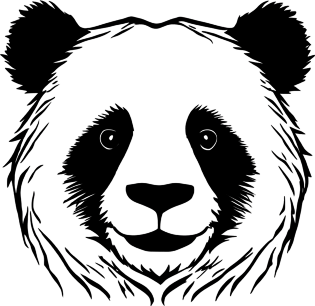 Black stencil panda, strikingly bold and captivating. AI-Generated. png
