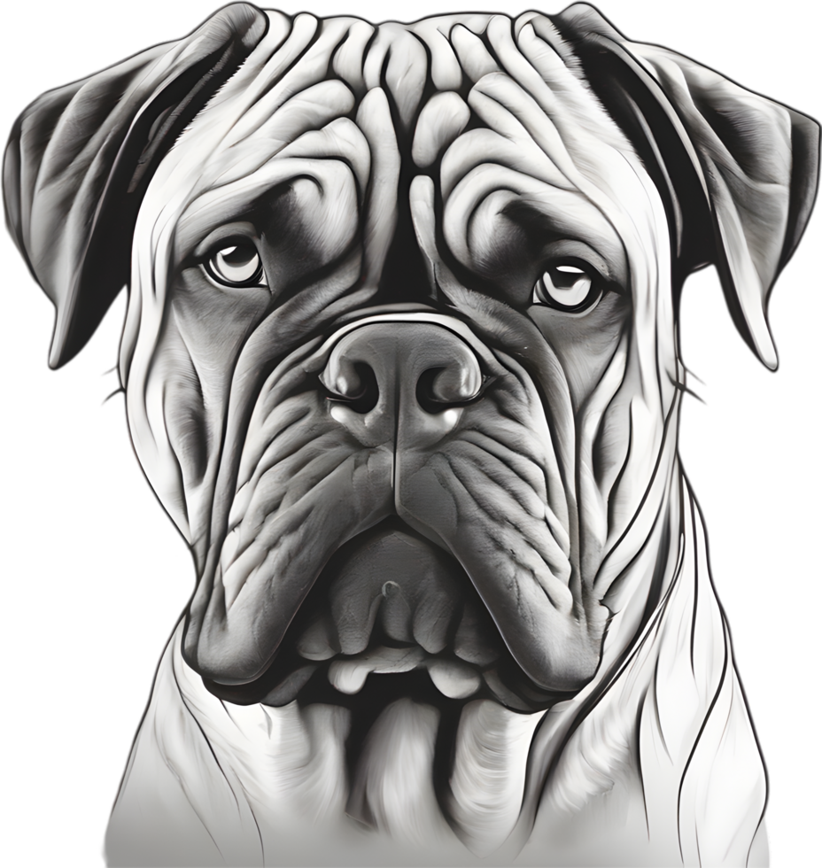 Bullmastiff dog with expressive eyes looks forward. AI-Generated. png