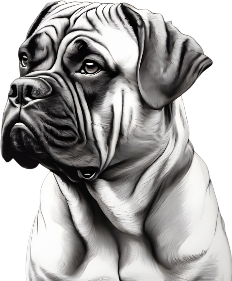 Bullmastiff dog with expressive eyes looks forward. AI-Generated. png
