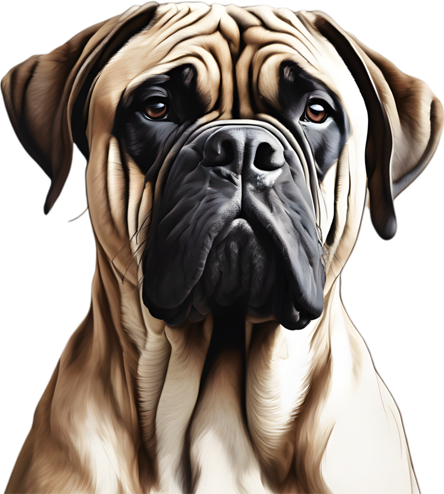 Bullmastiff dog with expressive eyes looks forward. AI-Generated. png