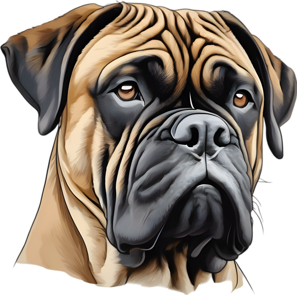 Bullmastiff dog with expressive eyes looks forward. AI-Generated. png