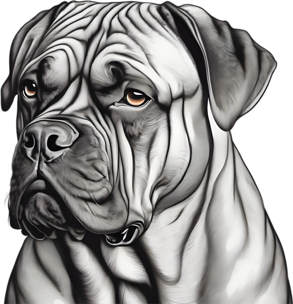 Bullmastiff dog with expressive eyes looks forward. AI-Generated. png