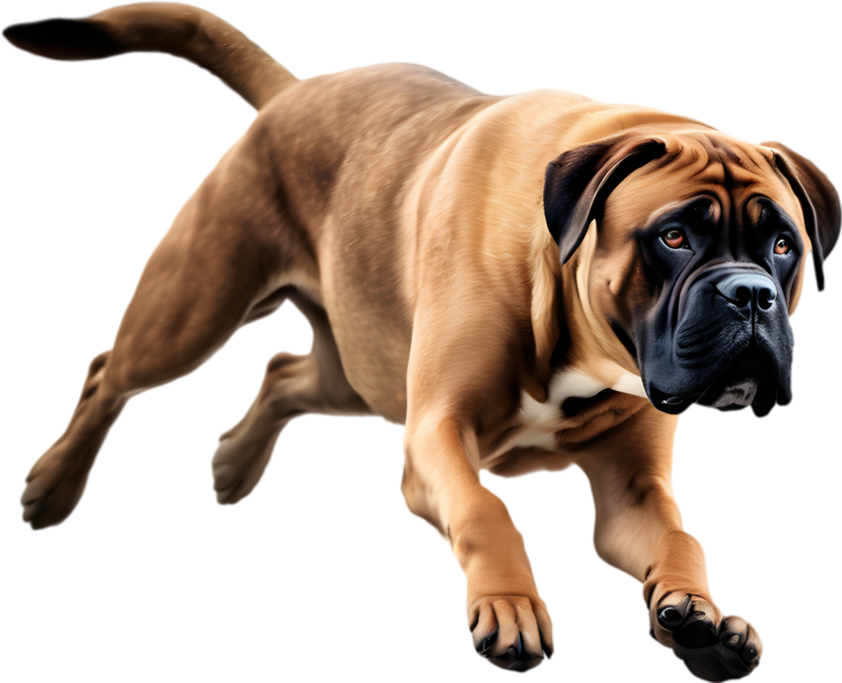 Bullmastiff dog with expressive eyes looks forward. AI-Generated. png