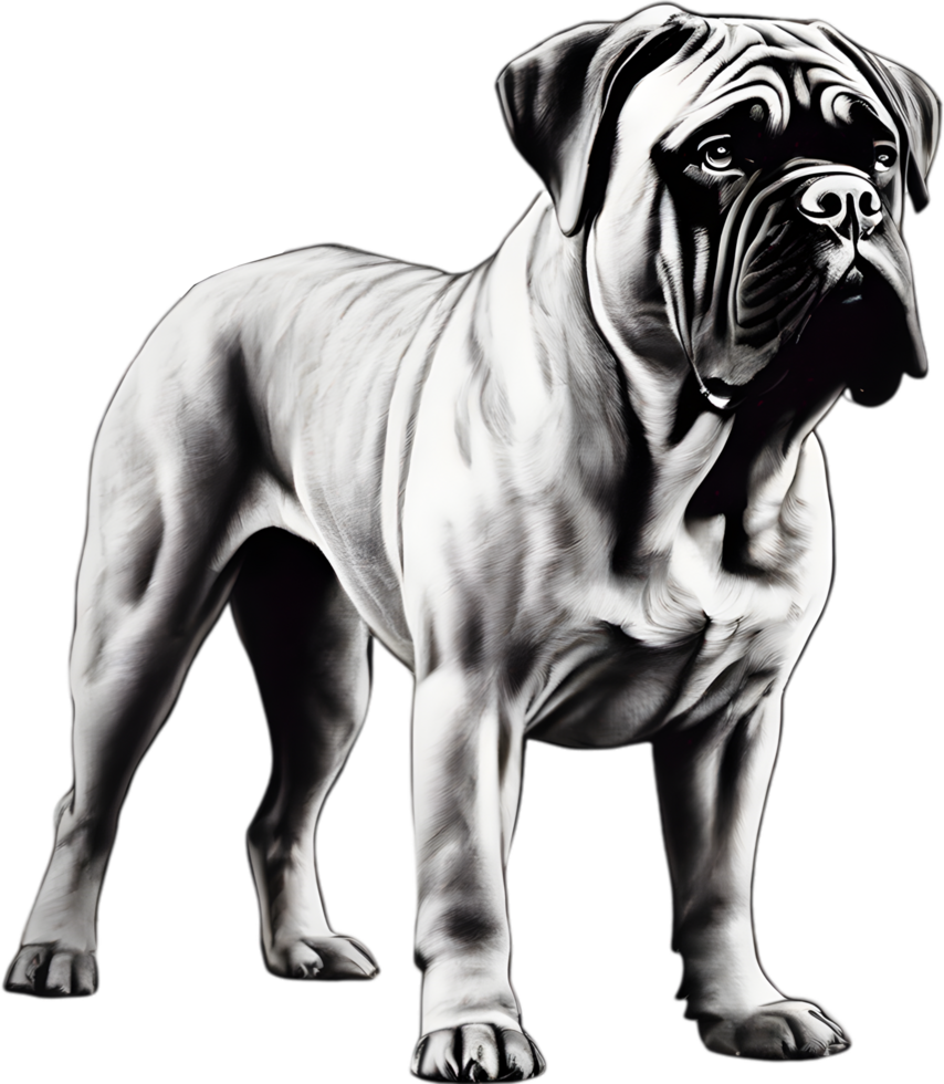 Bullmastiff dog with expressive eyes looks forward. AI-Generated. png