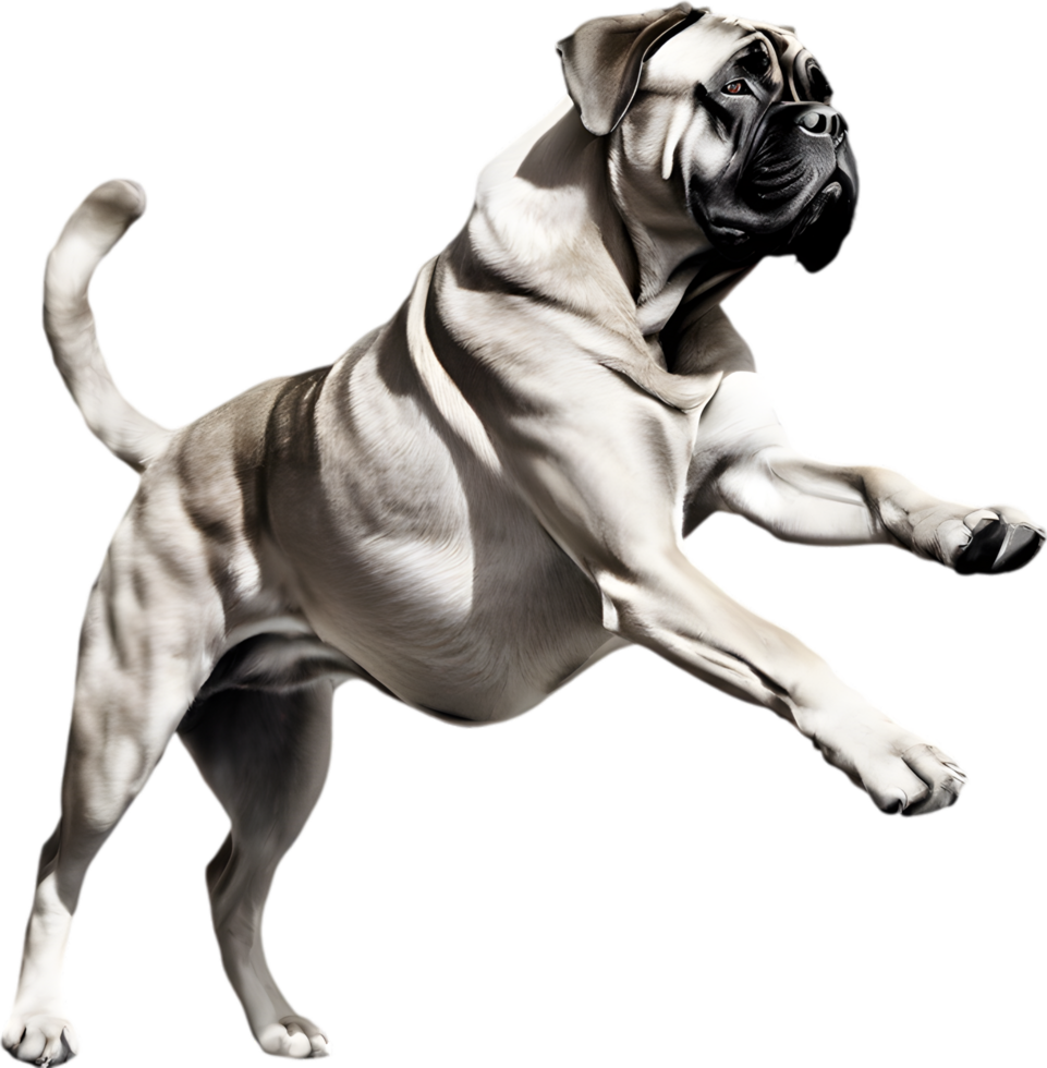 Bullmastiff dog with expressive eyes looks forward. AI-Generated. png