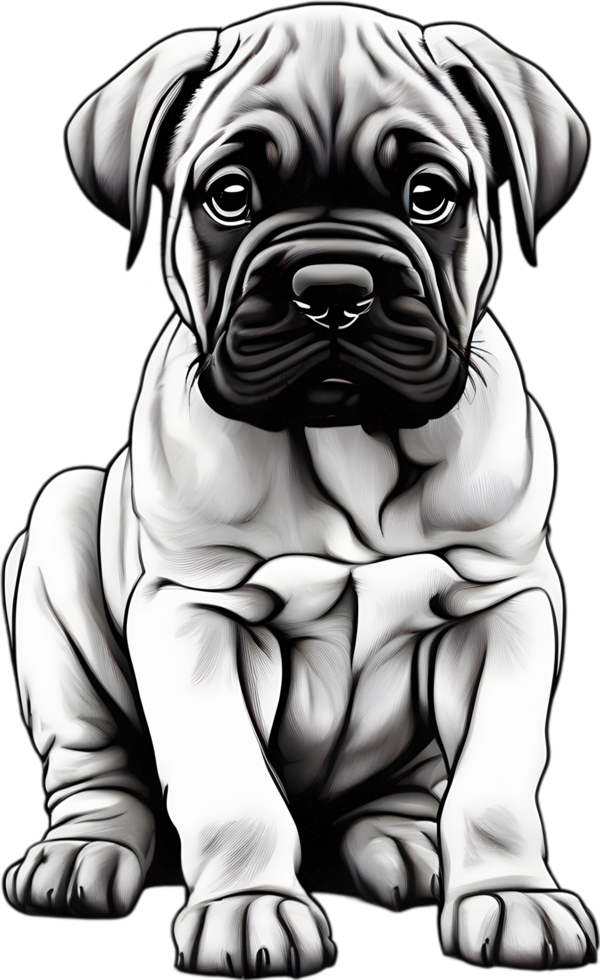 Bullmastiff dog with expressive eyes looks forward. AI-Generated. png