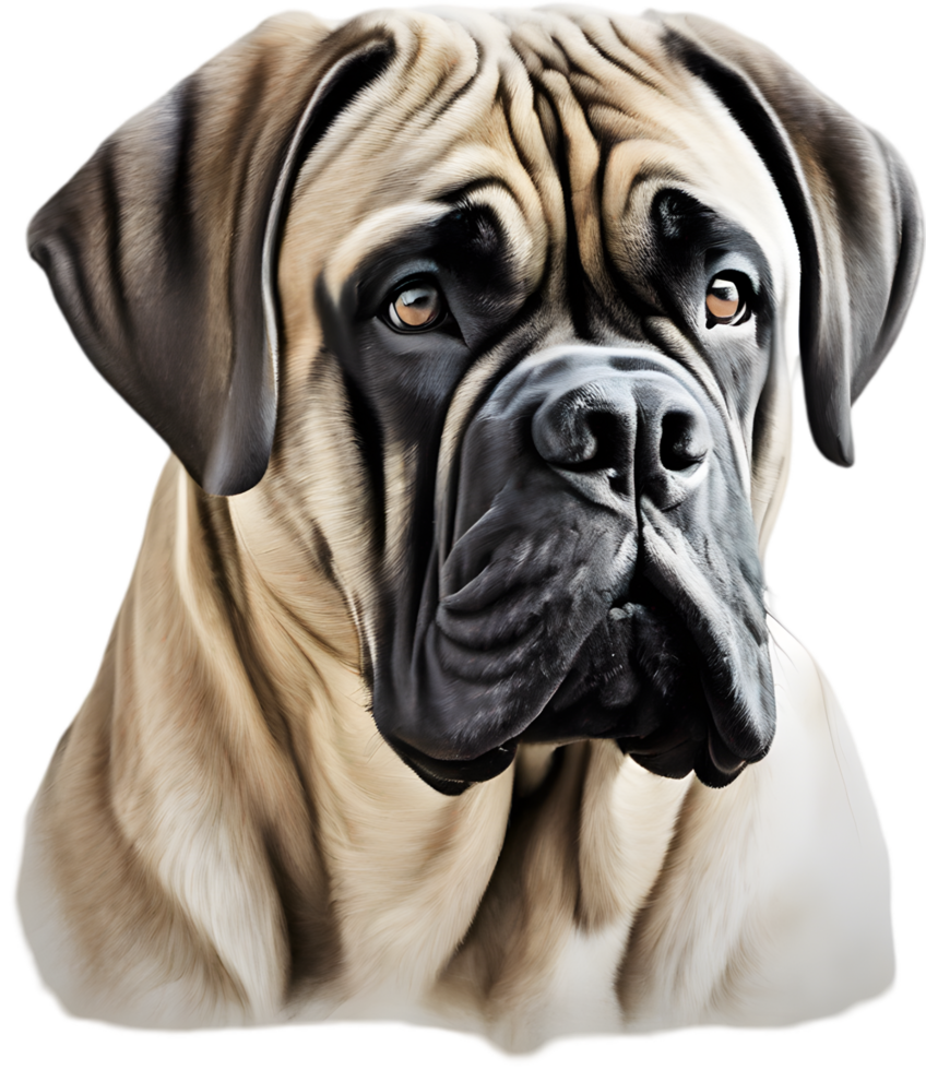 Bullmastiff dog with expressive eyes looks forward. AI-Generated. png