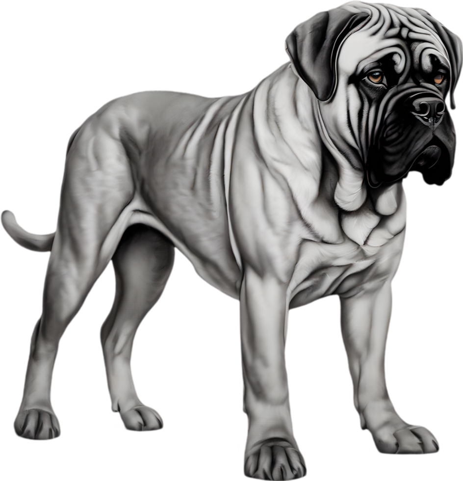 Bullmastiff dog with expressive eyes looks forward. AI-Generated. png