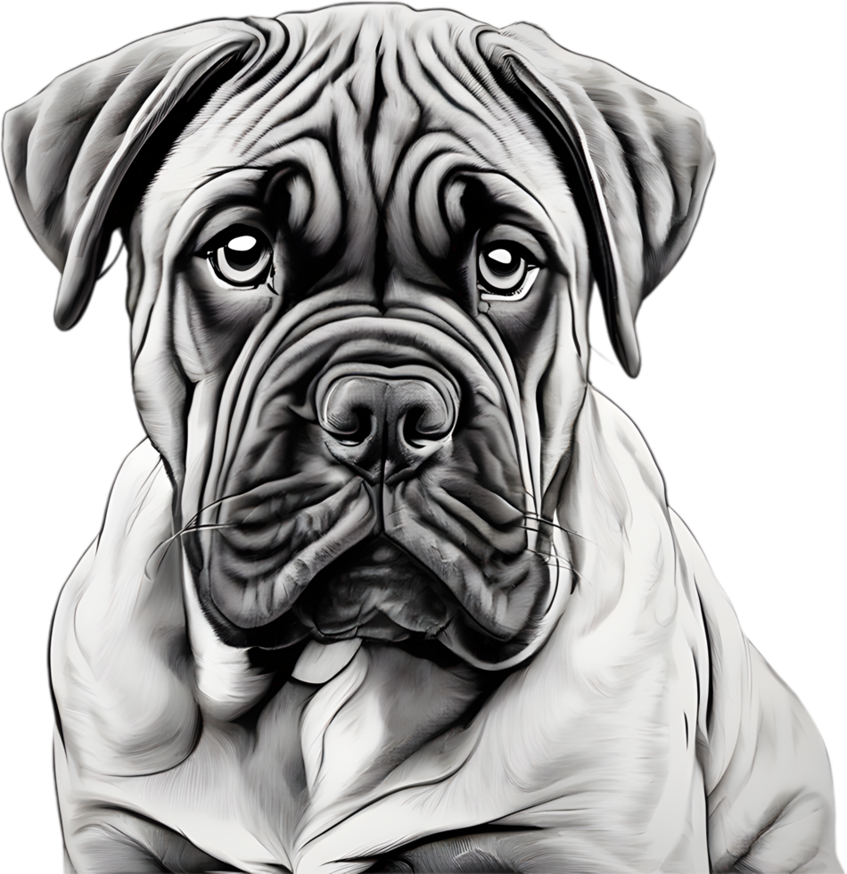 Bullmastiff dog with expressive eyes looks forward. AI-Generated. png