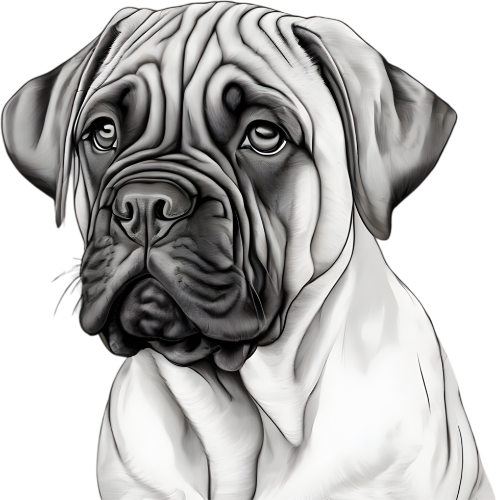 Bullmastiff dog with expressive eyes looks forward. AI-Generated. png
