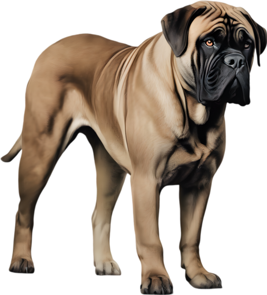 Bullmastiff dog with expressive eyes looks forward. AI-Generated. png