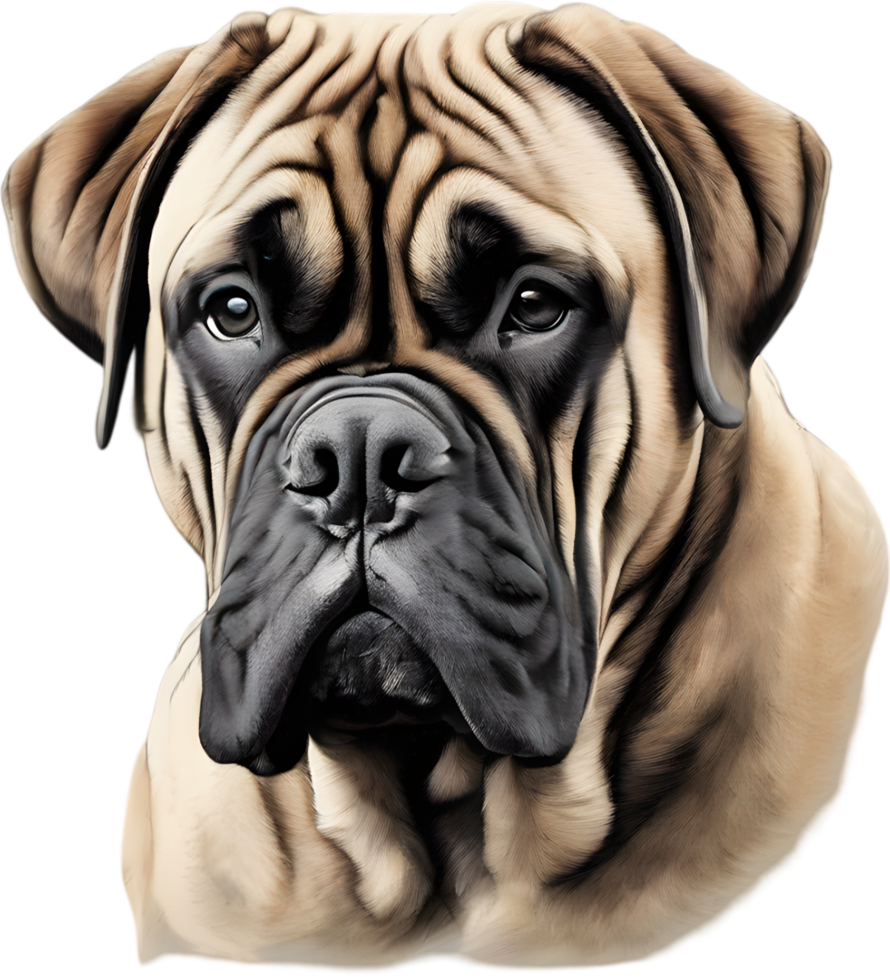 Bullmastiff dog with expressive eyes looks forward. AI-Generated. png