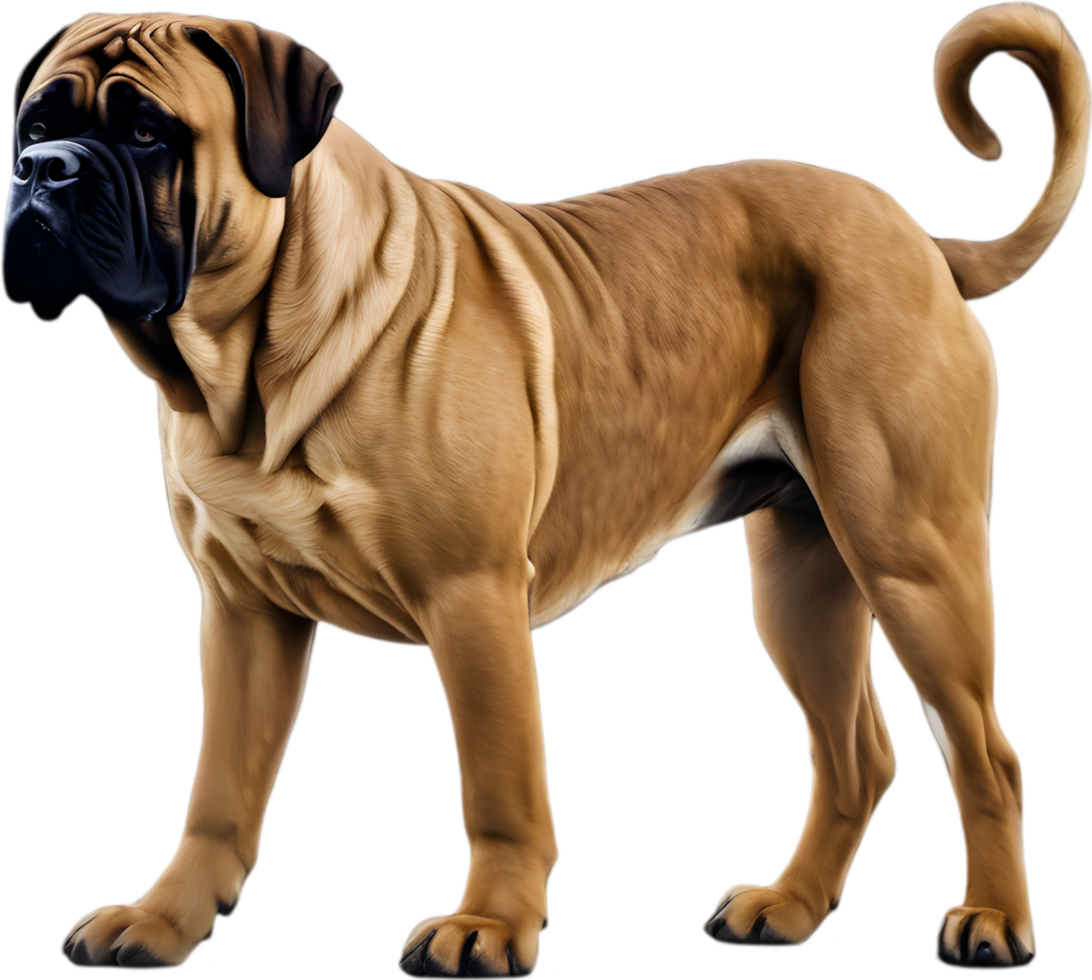 Bullmastiff dog with expressive eyes looks forward. AI-Generated. png