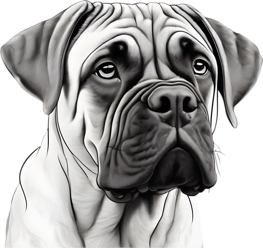 Bullmastiff dog with expressive eyes looks forward. AI-Generated. png