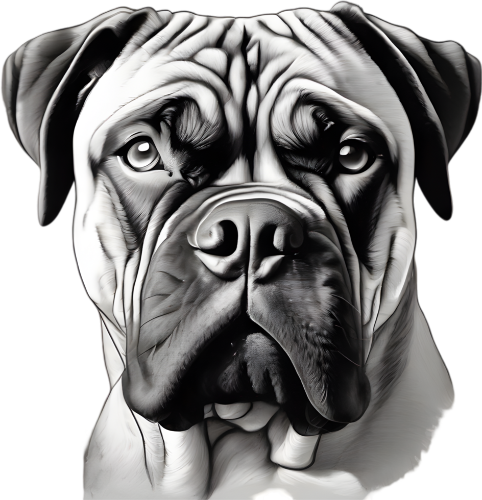Bullmastiff dog with expressive eyes looks forward. AI-Generated. png