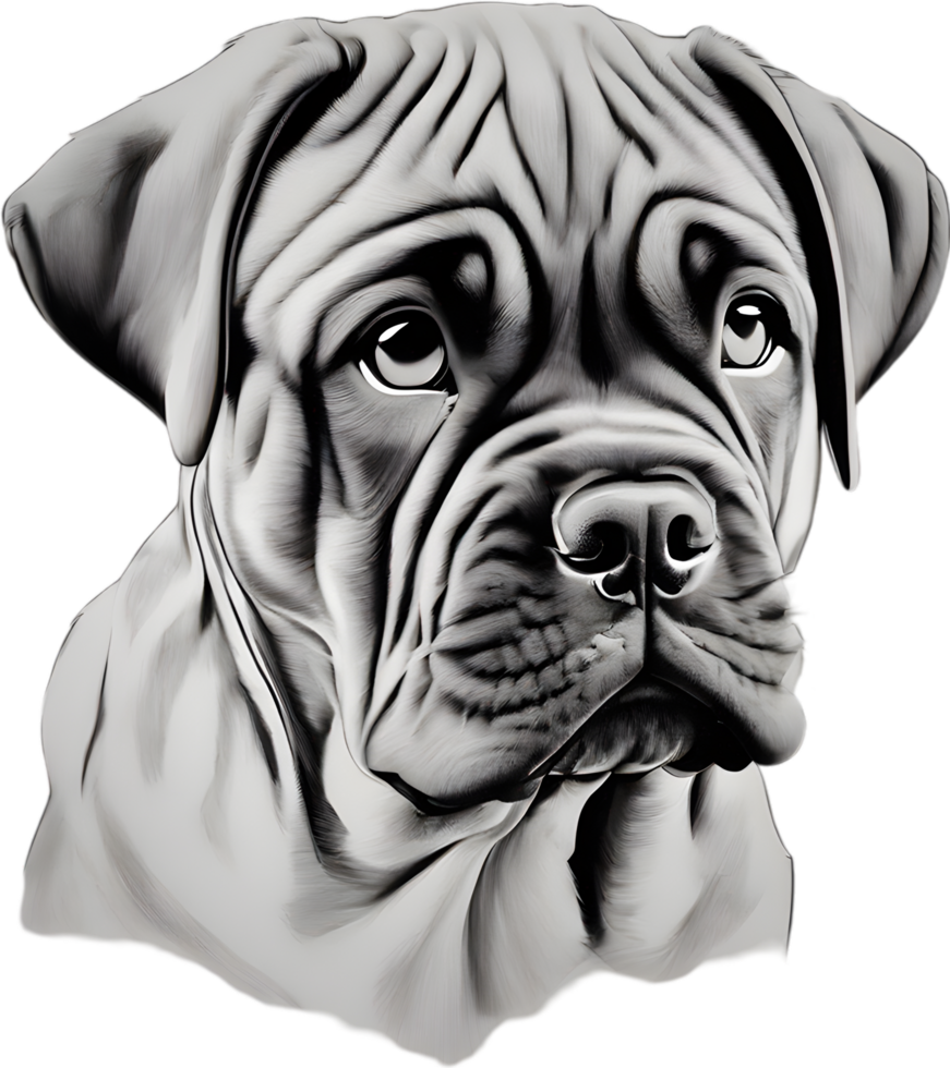 Bullmastiff dog with expressive eyes looks forward. AI-Generated. png